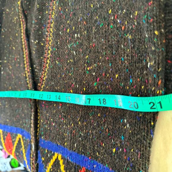 Vintage Cardigan Plaid Prep Argyle Thick Wool blend Button Small 80s - Picture 14 of 16